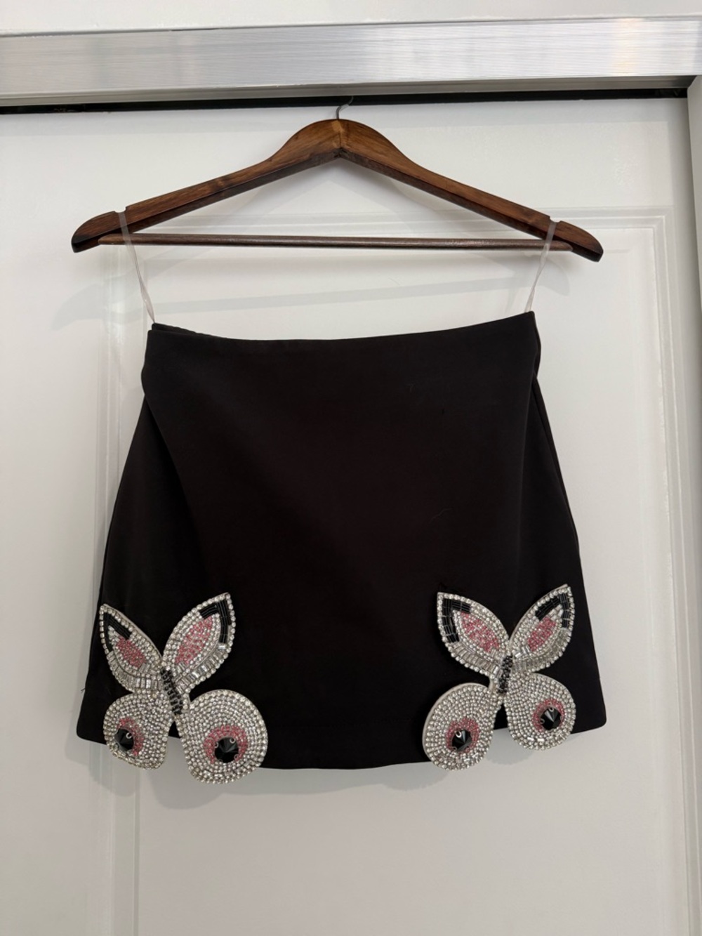 Black Embellished Mini Skirt and Blazer Set with Crystal Bunny Appliqués - Picture 1 of 5